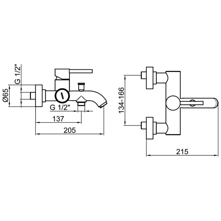 Товар: Смеситель для ванны с душем Webert Elio EL850102015 - фото 3 Смеситель для ванны с душем Webert Elio EL850102015 — фото 3, Смеситель для ванны
