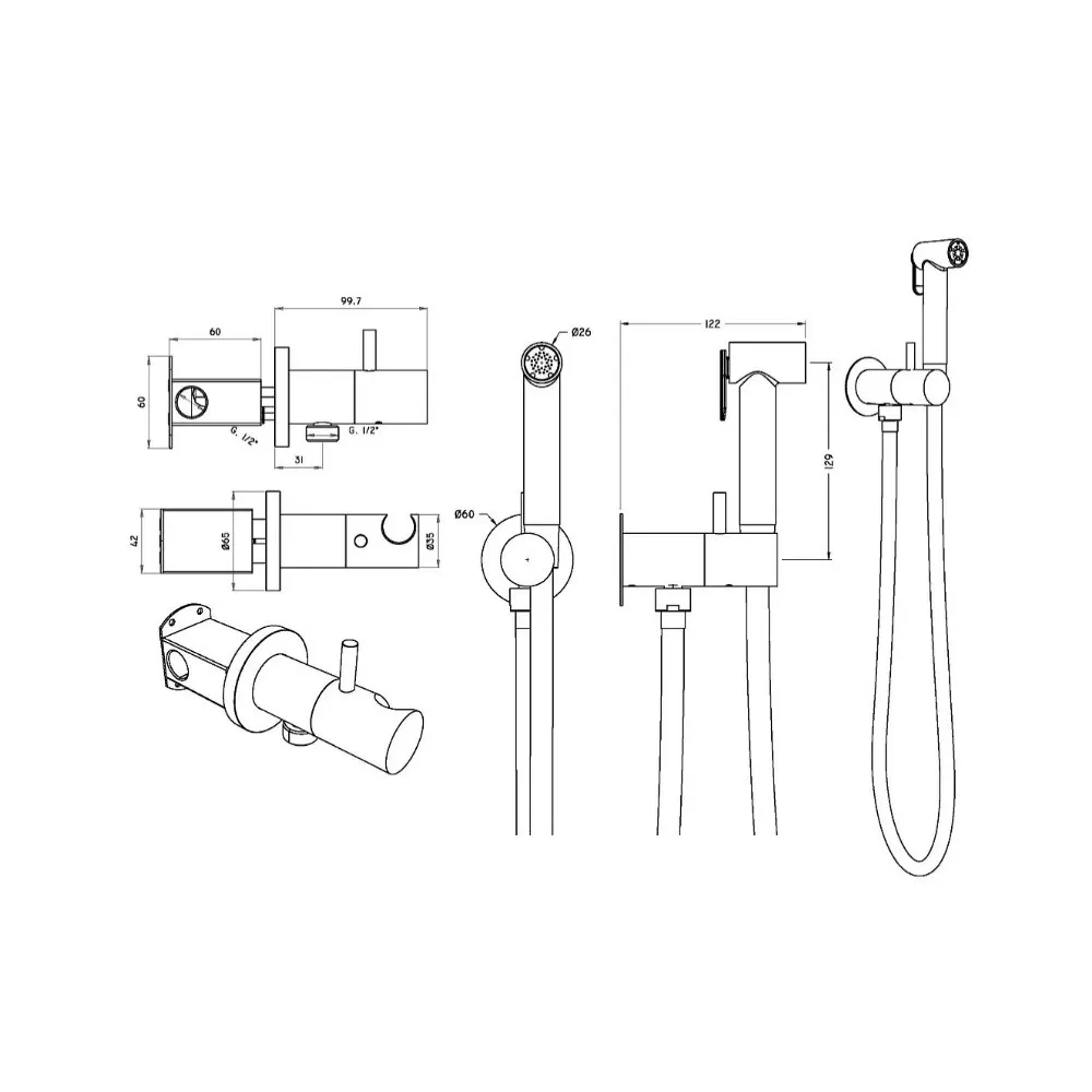 Гигиенический душ со смесителем Graffio KSPAT103-07CR, хром — фото 2, Гигиенические души
