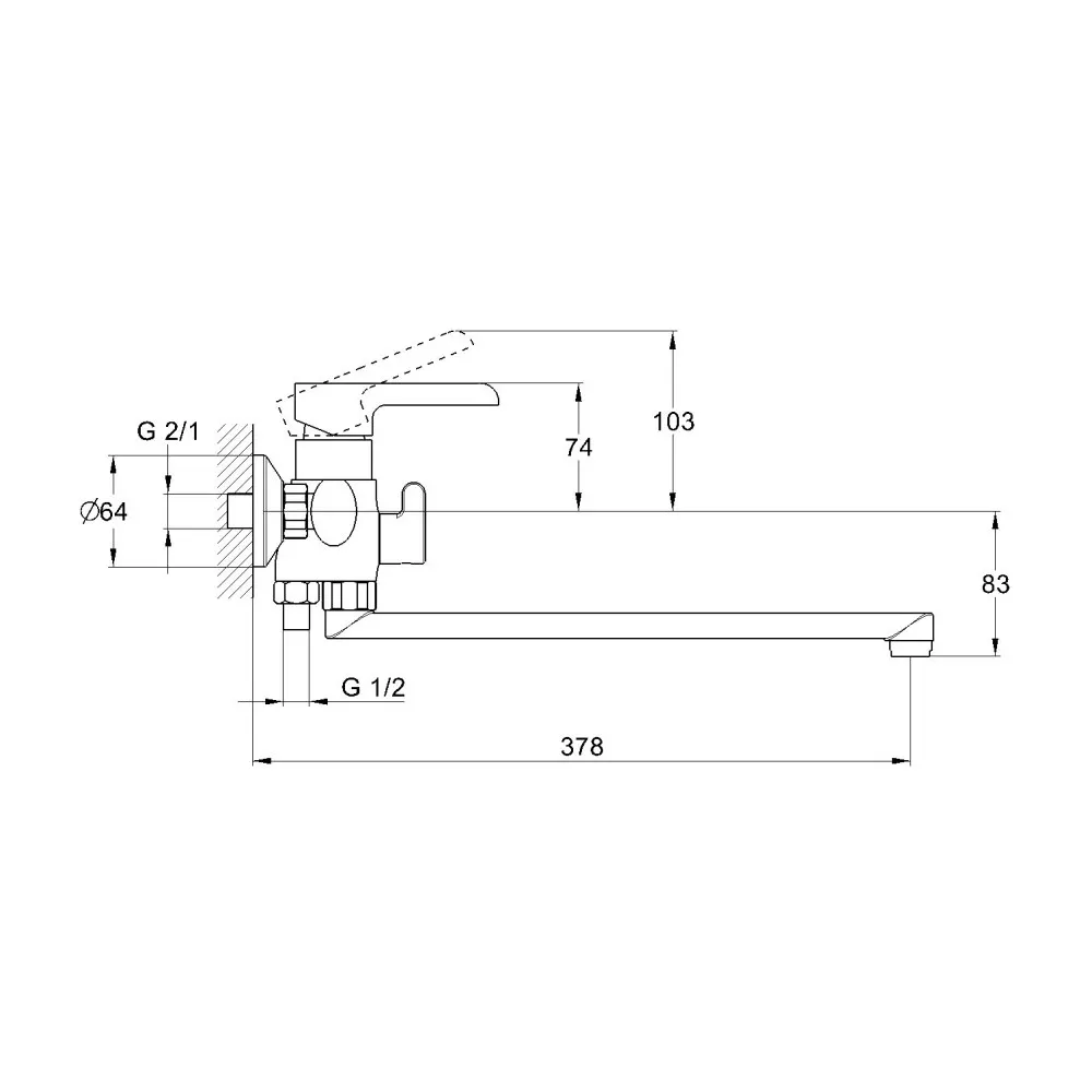 Смеситель для ванны G.Lauf ZOK7-A036YB, хром/черный — фото 2, Смеситель для ванны