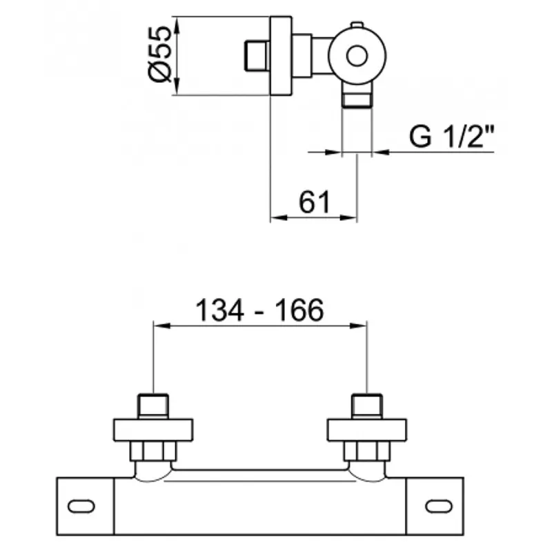 Товар: Смеситель для душа с термостатом Webert Elio EL980102015, хром - фото 2 Смеситель для душа с термостатом Webert Elio EL980102015, хром — фото 2, Смеситель для душа