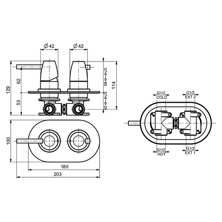 Смеситель для душа встраиваемый Webert Opera Moderna OE860101560, черный — фото 2, Смеситель для душа