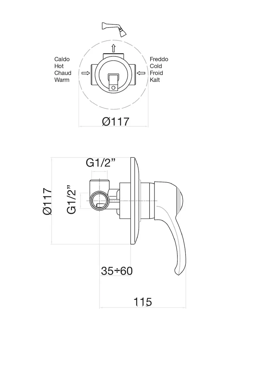 Смеситель для душа Fiore JAFAR 47OO5130, золото — фото 2, Смеситель для душа