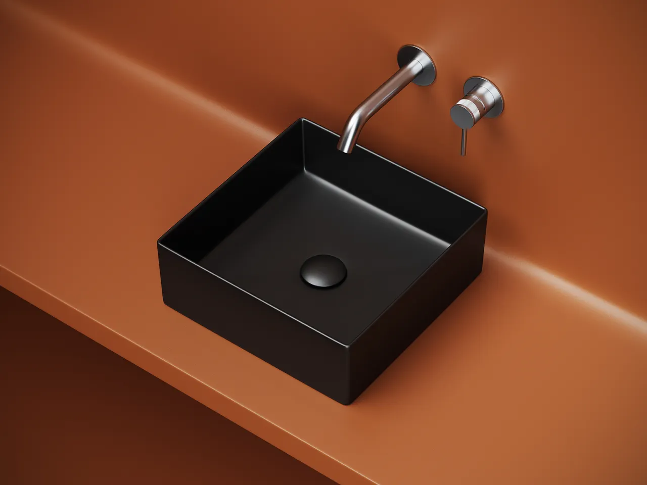 Раковина накладная квадратная 361x361x130, цвет черный матовый, арт.CN6068MB — фото 2, Раковины накладные