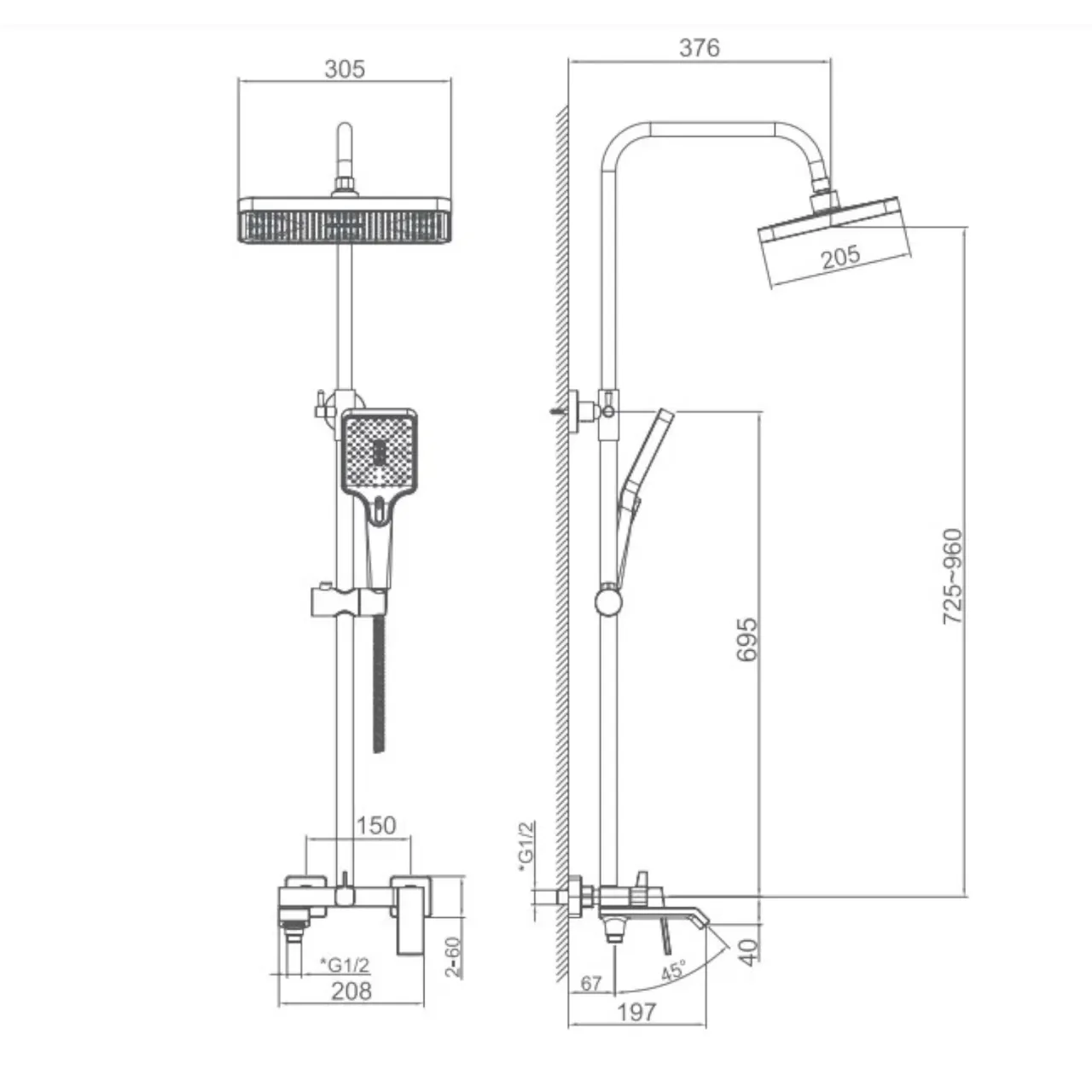 Товар: Душевая система Haiba HB24575, хром - фото 2 Душевая система Haiba HB24575, хром — фото 2, Душевые системы