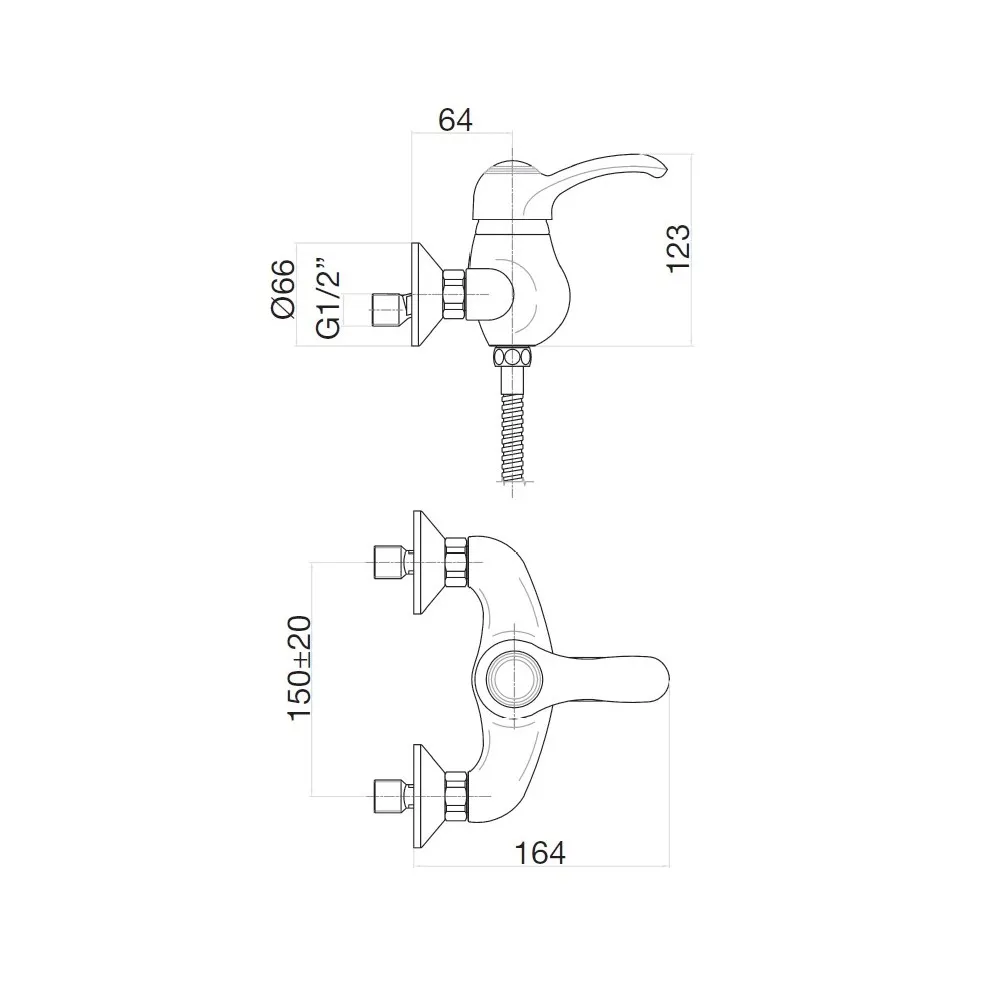 Товар: Смеситель для душа Webert Aurora AU870102017, хром/золото - фото 2 Смеситель для душа Webert Aurora AU870102017, хром/золото — фото 2, Смеситель для душа