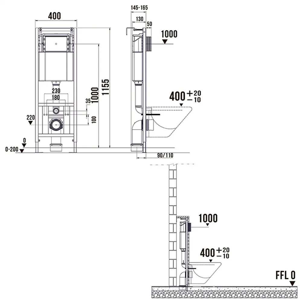 Система инсталляции для подвесного унитаза 4 в 1 Terminus, с клавишей 32i40х112R — фото 2, Инсталляции для унитазов