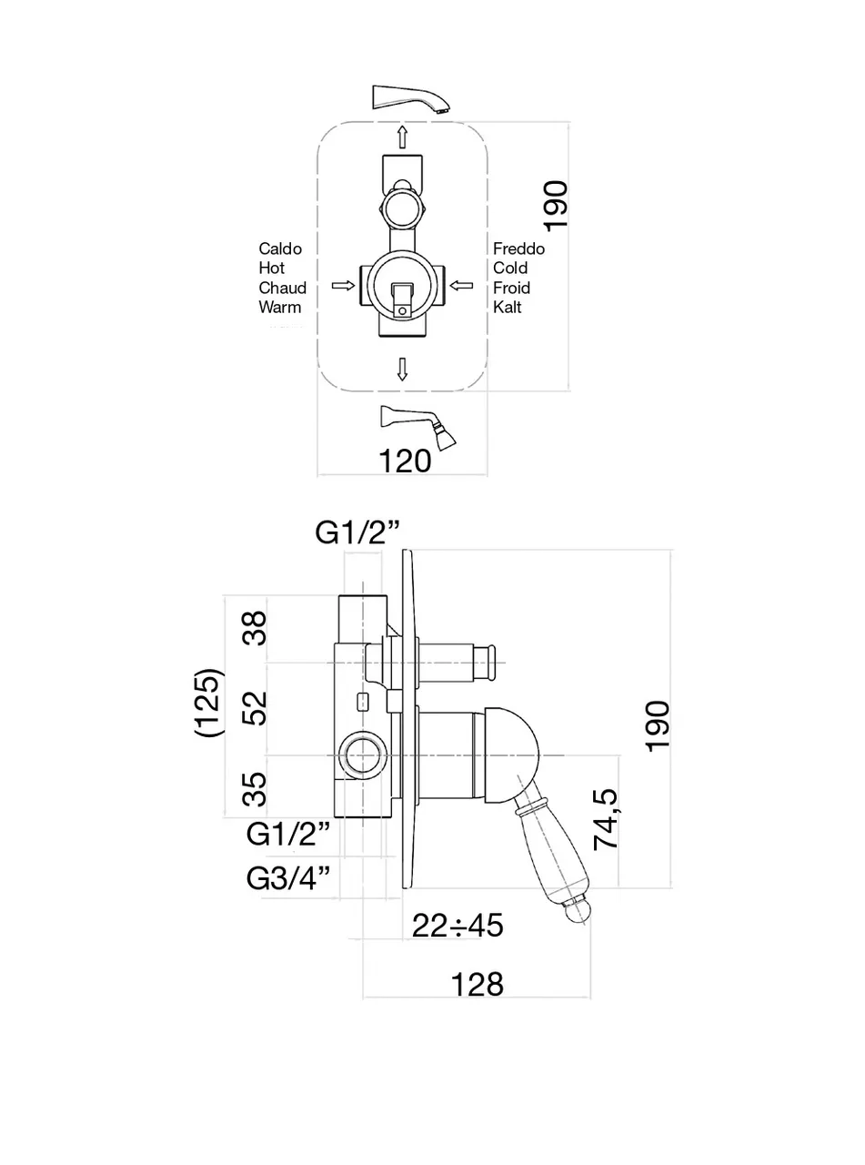 Товар: Смеситель для душа Fiore IMPERIAL BLACK 89OO5134, золото - фото 2 Смеситель для душа Fiore IMPERIAL BLACK 89OO5134, золото — фото 2, Смеситель для душа