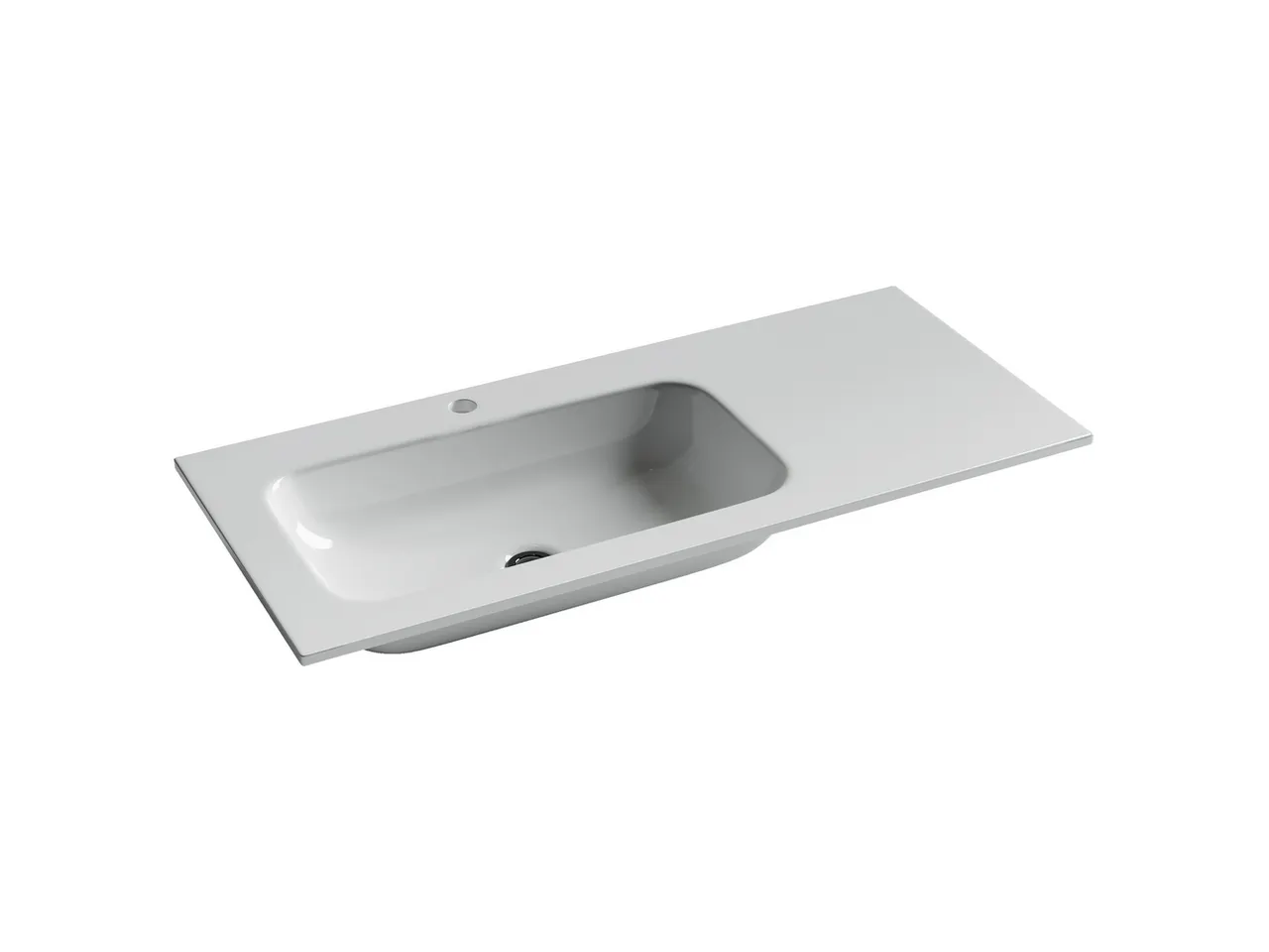 Товар: Раковина накладная Grace прямоугольная 1010*457*137мм, чаша слева, с отверстием под смеситель, цвет - фото 1 Раковина накладная Grace прямоугольная 1010*457*137мм, чаша слева, с отверстием под смеситель, цвет — фото 1, Раковины встраиваемые сверху