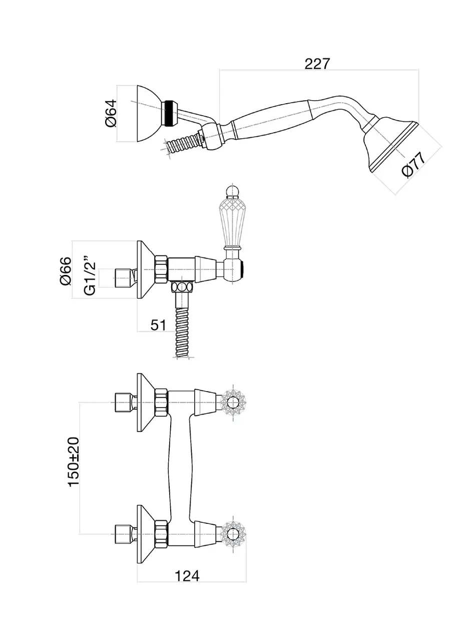 Товар: Смеситель для душа Fiore GIOIELLI (SWAROVSKI®) 08OO0602, золото - фото 2 Смеситель для душа Fiore GIOIELLI (SWAROVSKI®) 08OO0602, золото — фото 2, Смеситель для душа