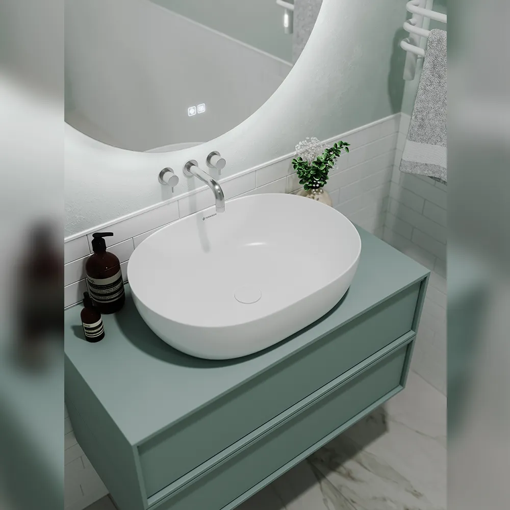 Раковина чаша Terminus Прато 03RN60x41x14W, белый — фото 4, Раковины накладные