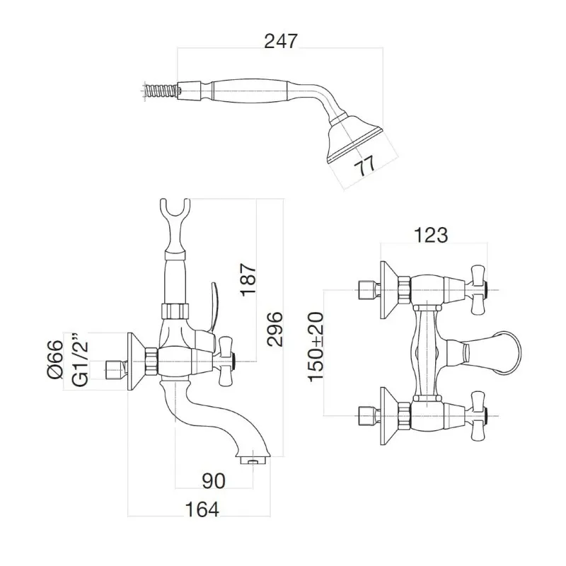 Смеситель для ванны Webert Armony AM720201060(153), медь AM720201060(153) — фото 2, Смеситель для ванны
