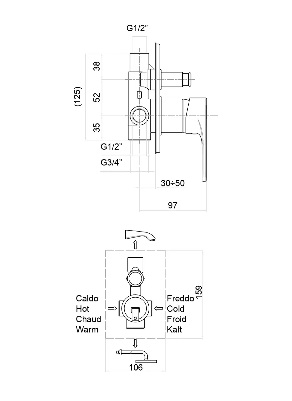 Смеситель для душа Fiore KYMA 75CR6517, хром — фото 2, Смеситель для душа