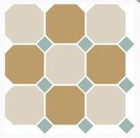 Керамогранит Top Cer Octagon New 4416+03 OCT13-B White 16 Yellow 03 OCTAGON/Turquoise 13 Dots 30х30 см — фото 1, Керамическая плитка