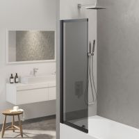 Шторка на ванну Berges River S Slider Black 98х145 065018 профиль Черный матовый стекло тонированное — фото 6, Неподвижные шторки для ванной