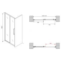 Душевая дверь Abber Schwarzer Diamant 150 AG30150BMH профиль Черный стекло матовое — фото 5, Раздвижные душевые двери