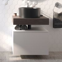 Тумба с раковиной STWORKI Ольборг 60 481123 подвесная Белая матовая Дуб карпентер — фото 12, Мебель для ванной