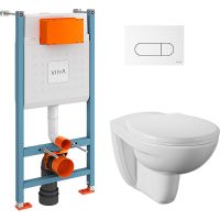 Комплект унитаза с инсталляцией Vitra Normus L-box 9773B003-7207 с сиденьем и Белой клавишей смыва — фото 1, Комплекты унитаз + инсталляция