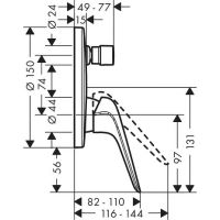 Смеситель для душа Hansgrohe Novus Хром арт-71045000 — фото 4, Смеситель для душа