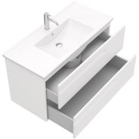 Тумба под раковину Laparet Atlas 100 LA-WCAB-100-122 подвесная Белая матовая — фото 2, Мебель для ванной