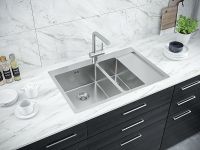 Кухонная мойка Paulmark Kroner 78/2SF PM227851-BSL Брашированная сталь — фото 2, Кухонные мойки