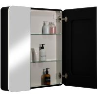 Зеркальный шкаф Reflection Black 760х850 RF2002BL с подсветкой Черный матовый — фото 5, Мебель для ванной