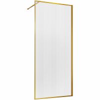 Душевая перегородка Vincea Walk-In 90 VSW-1HP900FLBG профиль Брашированное золото стекло рифленое — фото 1, Душевые перегородки