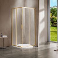 Душевой уголок Vincea Garda 120x100 VSS-1G1012CLG профиль Брашированное золото стекло прозрачное — фото 1, Прямоугольные душевые уголки