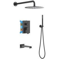 Душевая система Aquatek Оберон AQ1273MB Черная матовая — фото 1, Встраиваемые душевые комплекты