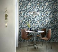 Обои RASCH Kimono 409444 Винил на флизелине (0,53*10,05) Синий/Белый/Оранжевый, Животные — фото 3, Обои для стен