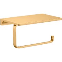 Держатель туалетной бумаги Rav Slezak Nil NLA0403ZK с полкой Золотистый крацованный — фото 1, Держатели туалетной бумаги