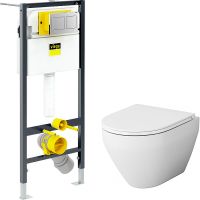 Комплект унитаза AM.PM Spirit FlashClean C701700WH+C707857WH с инсталляцией Viega Prevista Dry 8524.14 792596 с сиденьем Микролифт и клавишей смыва Хром — фото 1, Комплекты унитаз + инсталляция