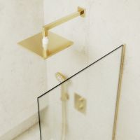 Шторка на ванну Maybah Glass MGV-253-3у 300x1400 в узком профиле Золото стекло сатиновое — фото 4, Неподвижные шторки для ванной