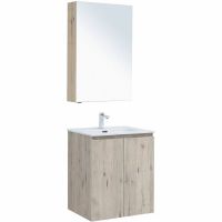 Комплект мебели для ванной Aquanet Алвита New 60 274222 подвесной Дуб веллингтон белый — фото 1, Комплекты мебели для ванной