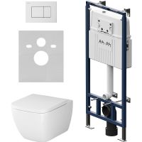 Комплект унитаза с инсталляцией AM.PM Gem FlashClean IS100201.901701 с сиденьем Микролифт и Белой глянцевой клавишей смыва — фото 1, Комплекты унитаз + инсталляция