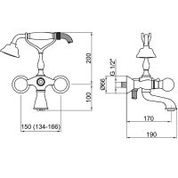 Товар: Смеситель для ванны Webert Karenina KA720201065 Бронза - фото 2 Смеситель для ванны Webert Karenina KA720201065 Бронза — фото 2, Смеситель для ванны