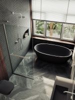 Душевая перегородка Maybah Glass MGD-726-5у 790x1950 в узком профиле Хром матовый стекло прозрачное — фото 5, Душевые перегородки