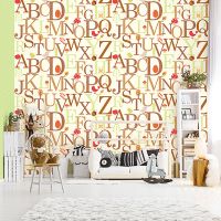 Обои детские Andrea Rossi Kids Land 54265-3 Винил на флизелине (1,06*10,05) Бежевый, Буквы — фото 3, Обои для стен