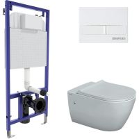 Комплект унитаза с инсталляцией Berges Novum Rimless 043266 с сиденьем Микролифт и Белой клавишей смыва — фото 1, Комплекты унитаз + инсталляция