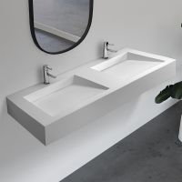 Раковина Abber Stein 120 AS2643-1.2 двойная Белая матовая — фото 1, Раковины подвесные