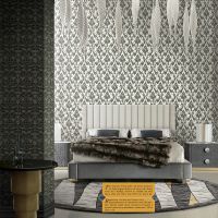 Обои Decori-Decori Parma 83356 Винил на флизелине (1,06*10,05) Черный/Золото, Дамаск — фото 2, Обои для стен