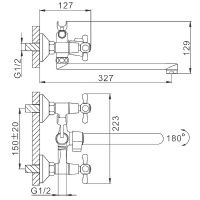 Товар: Смеситель для ванны Frap H732 F22732-B универсальный Хром - фото 2 Смеситель для ванны Frap H732 F22732-B универсальный Хром — фото 2, Смеситель для ванны
