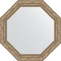 Зеркало Evoform Octagon 75х75 BY 3777 в багетной раме - Виньетка античное серебро 85 мм — фото 1, Мебель для ванной