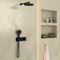 Душевая система Vincea с термостатом Черная матовая арт-VSFW-422T2MB — фото 3, Встраиваемые душевые комплекты