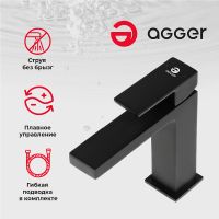 Смеситель для раковины Agger Great Черный матовый арт-A2802144 — фото 2, Смесители для раковины