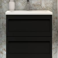 Тумба под раковину Art&Max AM-Platino-580-2C-SO-NM подвесная Черная матовая — фото 1, Мебель для ванной