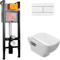 Комплект унитаза с инсталляцией Jacob Delafon Struktura E21771RU-00 с сиденьем Микролифт и Белой клавишей смыва — фото 1, Комплекты унитаз + инсталляция