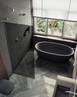 Душевая перегородка Maybah Glass MGD-681-5у 1090x1950 в узком профиле Хром матовый стекло графитовое — фото 5, Душевые перегородки