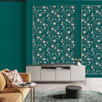 Обои Andrea Rossi Cheradi 54396-7 Винил на флизелине (1,06*10,05) Бирюзовый, Птицы/Цветы — фото 4, Обои для стен