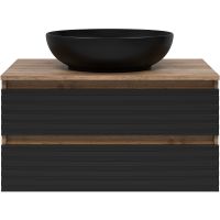 Тумба под раковину Brevita Dakota 80 DAK-09080-19/02-2Я подвесная Черный кварц Дуб Галифакс олово — фото 2, Мебель для ванной