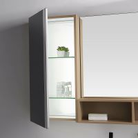 Зеркало со шкафом Orans BC-NL014S-1200 120 014SMr Бежевое Белое — фото 3, Зеркальные шкафы в ванную